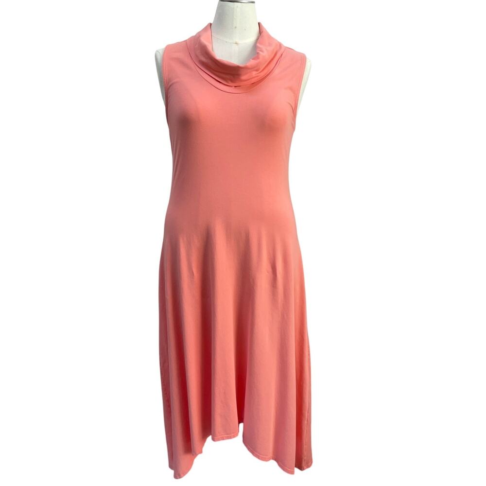 Soft Surroundings Sierra Coral Jersey Knit Cowl Neck Sleeveless Dress Size Large